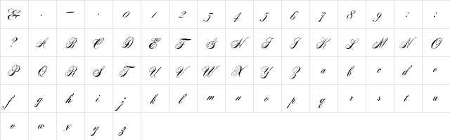 Halifax Regular  glyph index