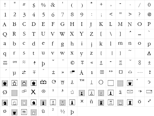 Hilversum Regular Regular  glyph index
