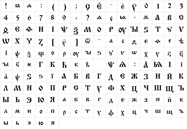 Izhitsa Chu CNP Normal  glyph index