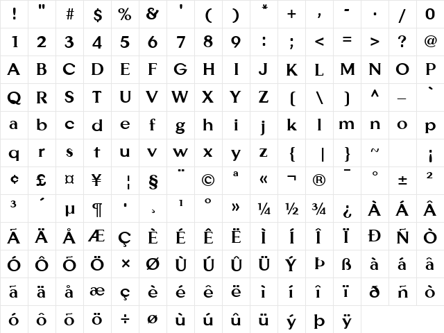 FZ ROMAN 33 Normal  glyph index