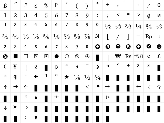 Mercury Numeric G2 Regular  glyph index