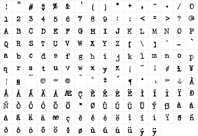 Fluoxetine Regular  glyph index
