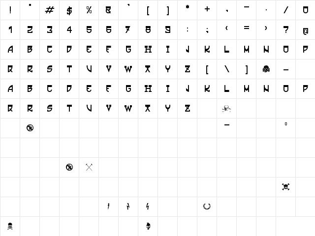 Ultras Liberi Bold  glyph index