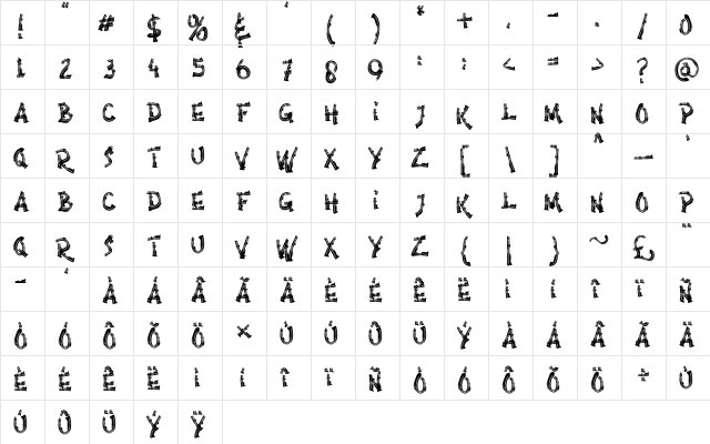 Anarchy Brothers Regular  glyph index