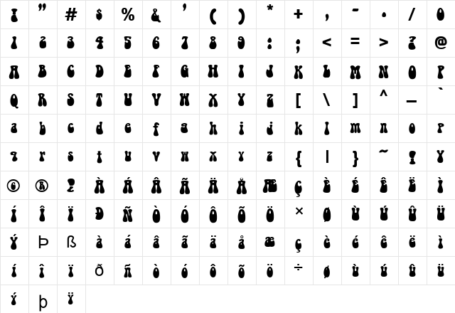 FZ JAZZY 14 Normal  glyph index