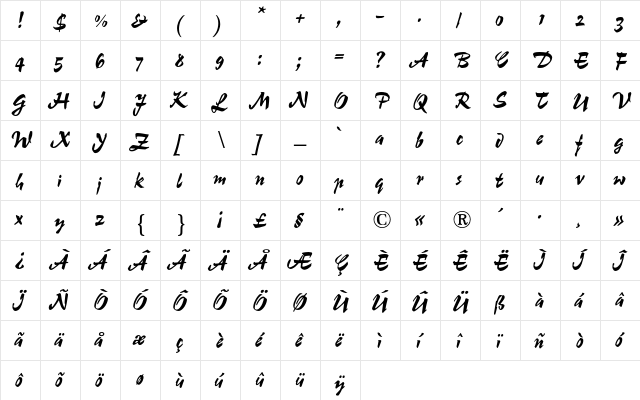 Champion BQ Regular  glyph index