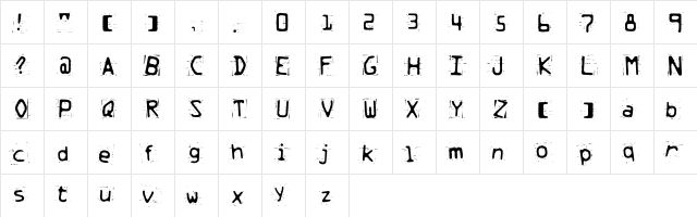 Trash Regular  glyph index