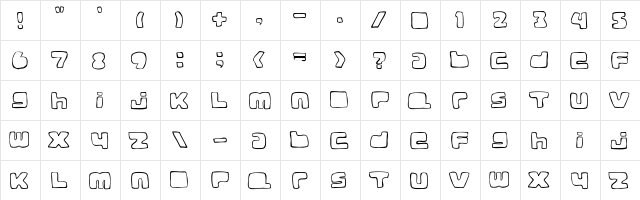 BM Spaceboy Regular  glyph index