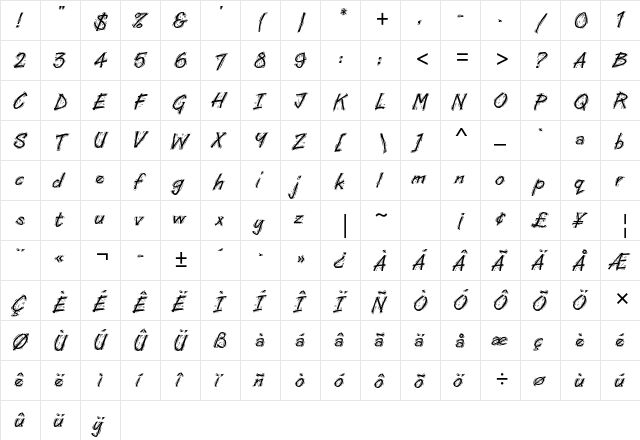 Lino Cut Std Regular  glyph index