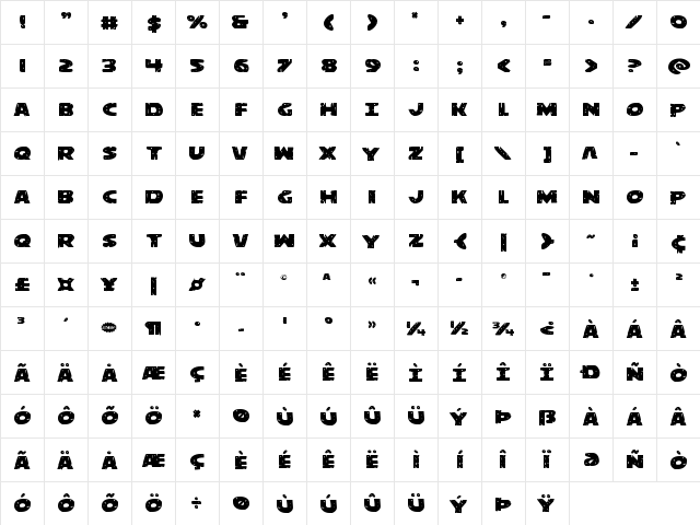 Behemuth Expanded Expanded  glyph index