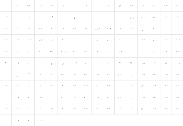 AgreloyInB1 Medium  glyph index
