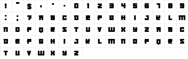 Kachusha Bold  glyph index