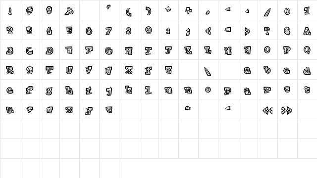 Hypnotize Medium  glyph index