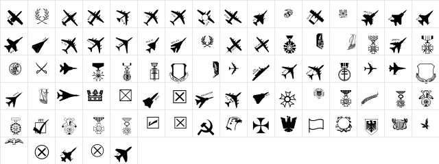 MilitaryPatriotic P01  glyph index