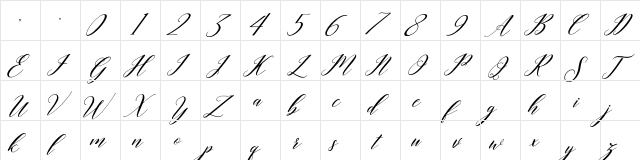 last night Regular  glyph index