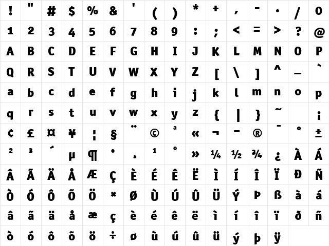 OfficinaSanBlkOSITCTT Black  glyph index