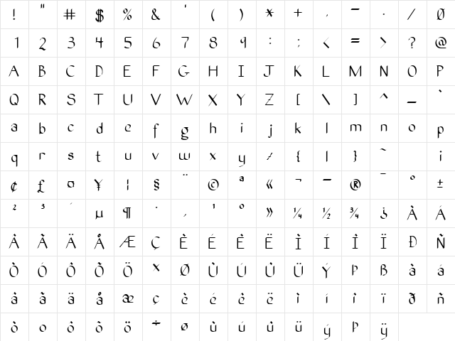 JGJackson Fountain Regular  glyph index