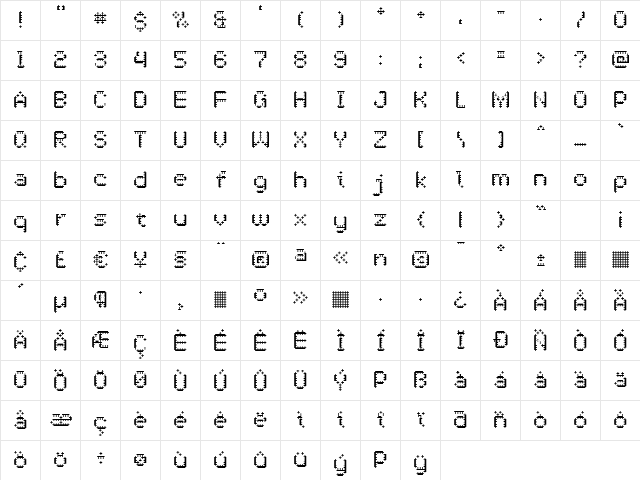 OneCross Regular  glyph index