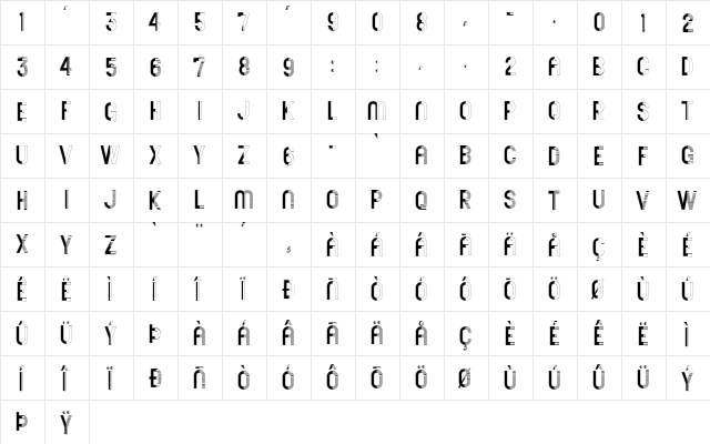 Real Dozy Tracy Regular  glyph index