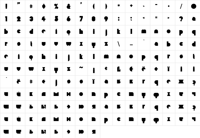 Misirlou Cyr Regular  glyph index