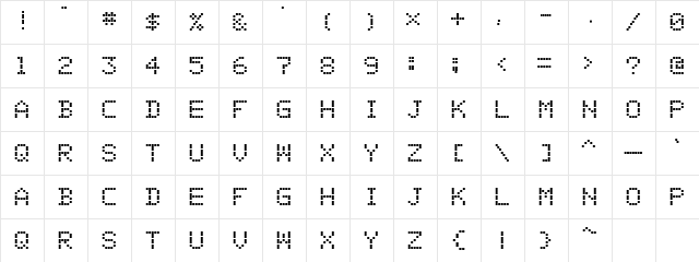 01 Digit Regular  glyph index