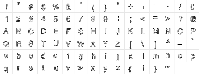InsideOutside Medium  glyph index