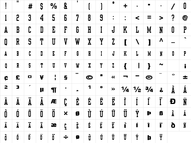 Use Regular  glyph index