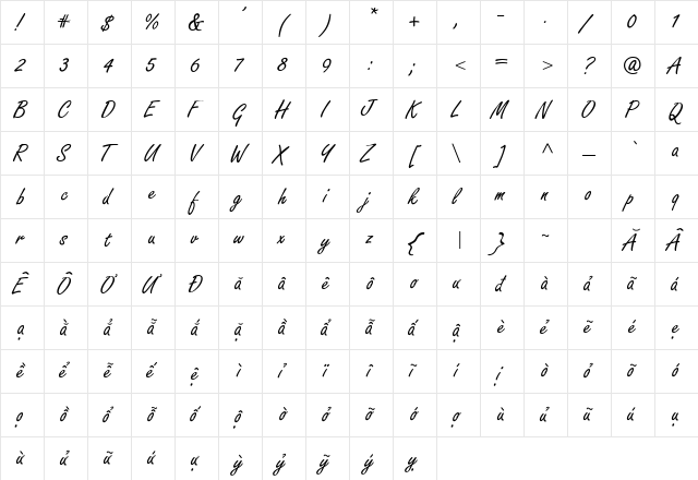 .VnFree Medium  glyph index