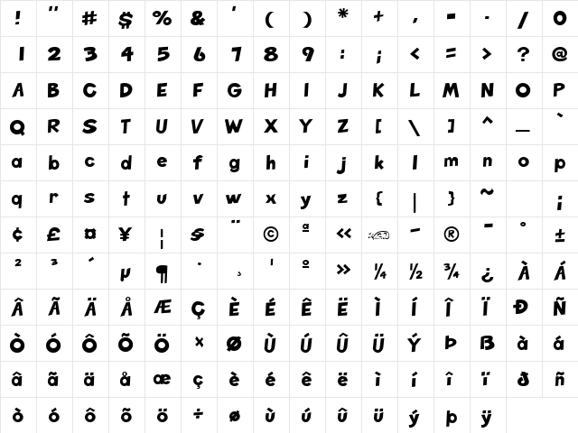 SketchHeavy normal  glyph index