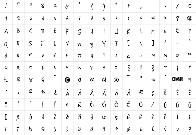 Space Regular  glyph index