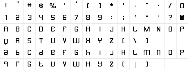 Tall Tom Regular  glyph index