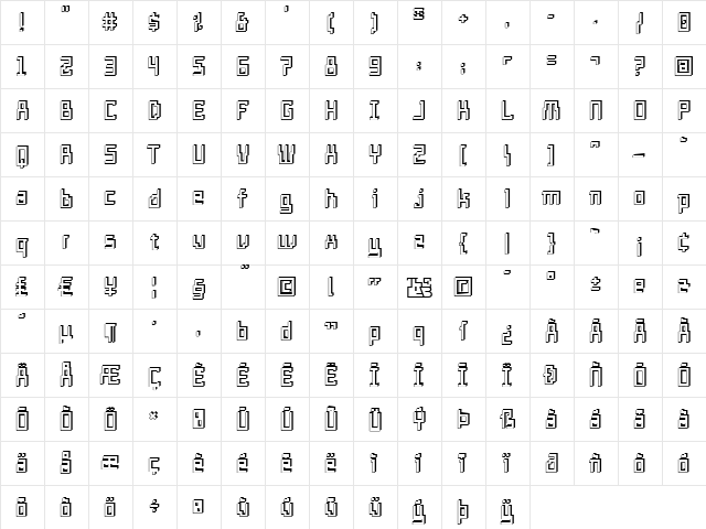 Templo Sombra Regular  glyph index