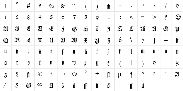 WildorDB Normal  glyph index