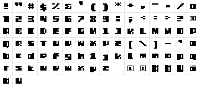 DS PTRLSuper Regular  glyph index