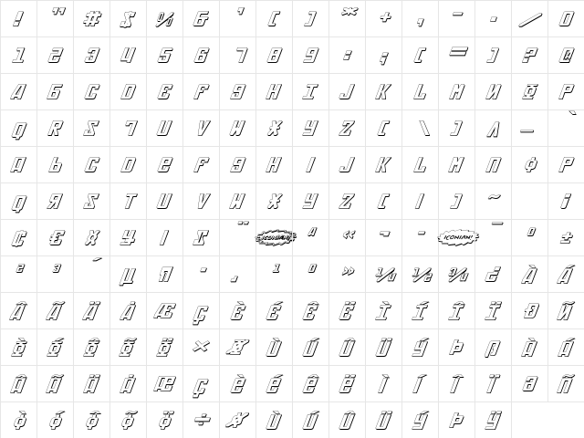 Soviet ExpItal 3D ExpItal 3D  glyph index