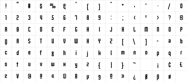 Nord Bold  glyph index