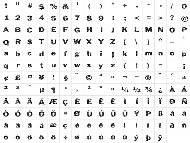 Philadelphia-Cracked-Extended Normal  glyph index