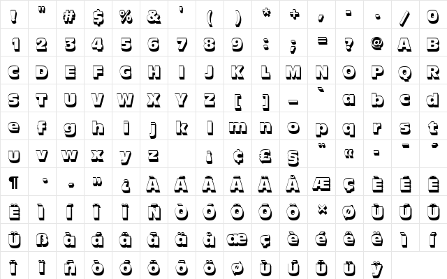 AntiqueOliTComSh1 Regular  glyph index