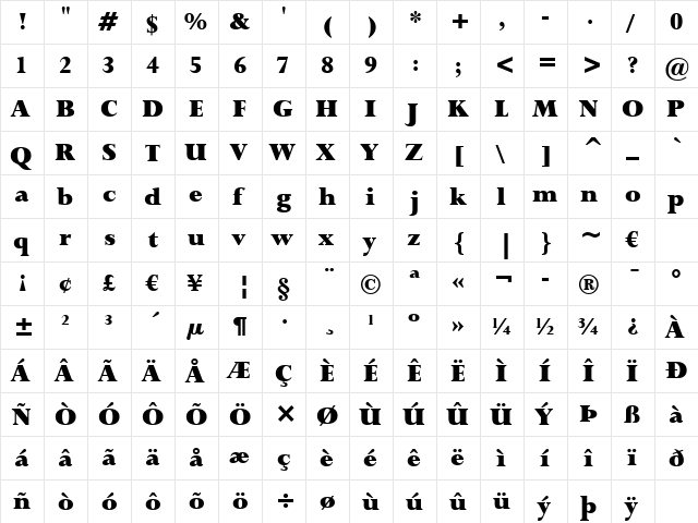 Lapidary333 Blk BT Black  glyph index