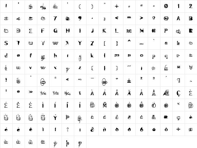ExperiTypo5 Regular  glyph index