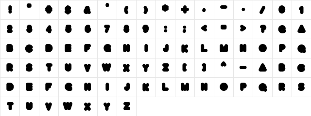 Big Boned Regular  glyph index