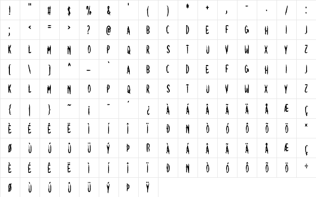 Musicality Regular  glyph index