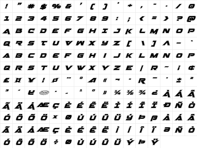 Gemina Academy Italic Italic  glyph index