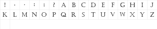 Chastity Regular  glyph index