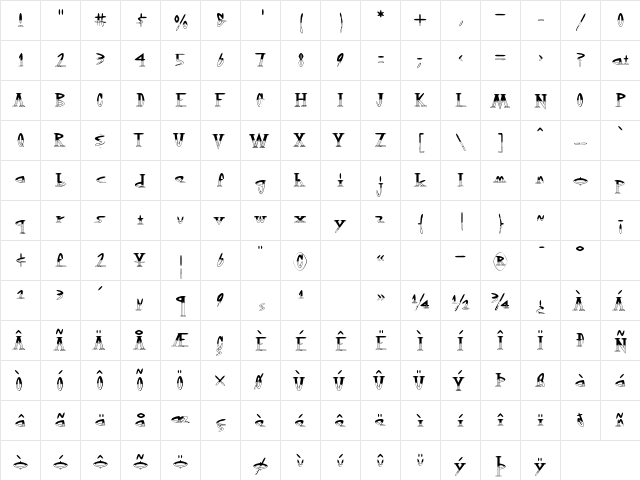OutwestHalfEmpty Regular  glyph index