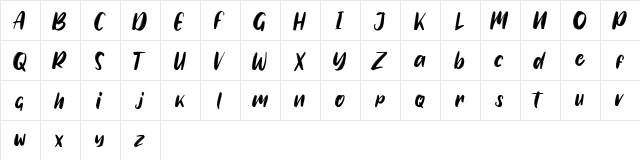 Slapstick demo Regular  glyph index