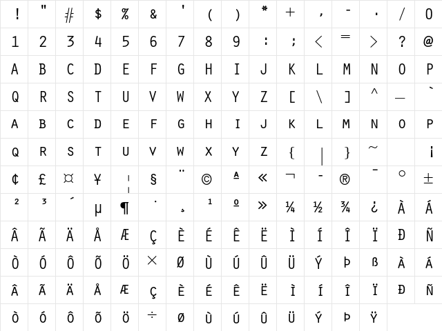 Orator Std Medium  glyph index