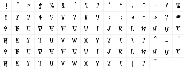 Mouse Hunt Regular  glyph index