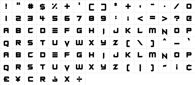 Android Assassin Regular  glyph index