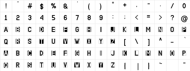 WHITE AND BLACK Regular  glyph index
